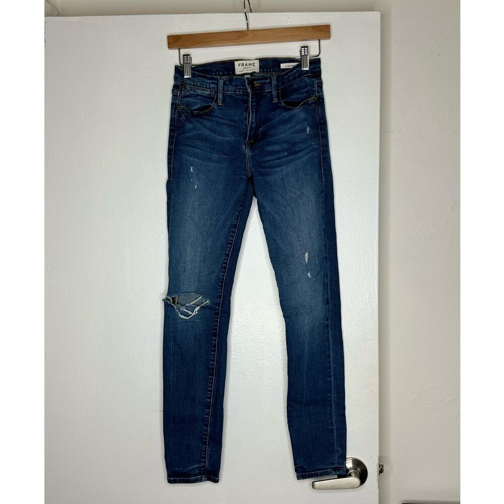 Frame Le High Skinny Denim Blue Distressed Jeans - Size 26 Women's Jeans